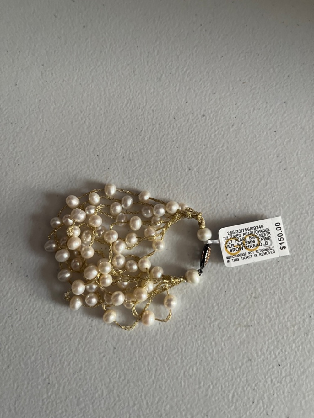 Macy's Ivory Pearl Multi-Strand Bracelet with Gold Chains